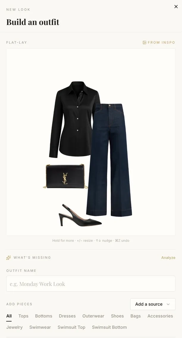 Build a client's outfits in minutes.